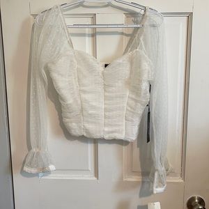 White sheer crop blouse. Never worn. Size small.